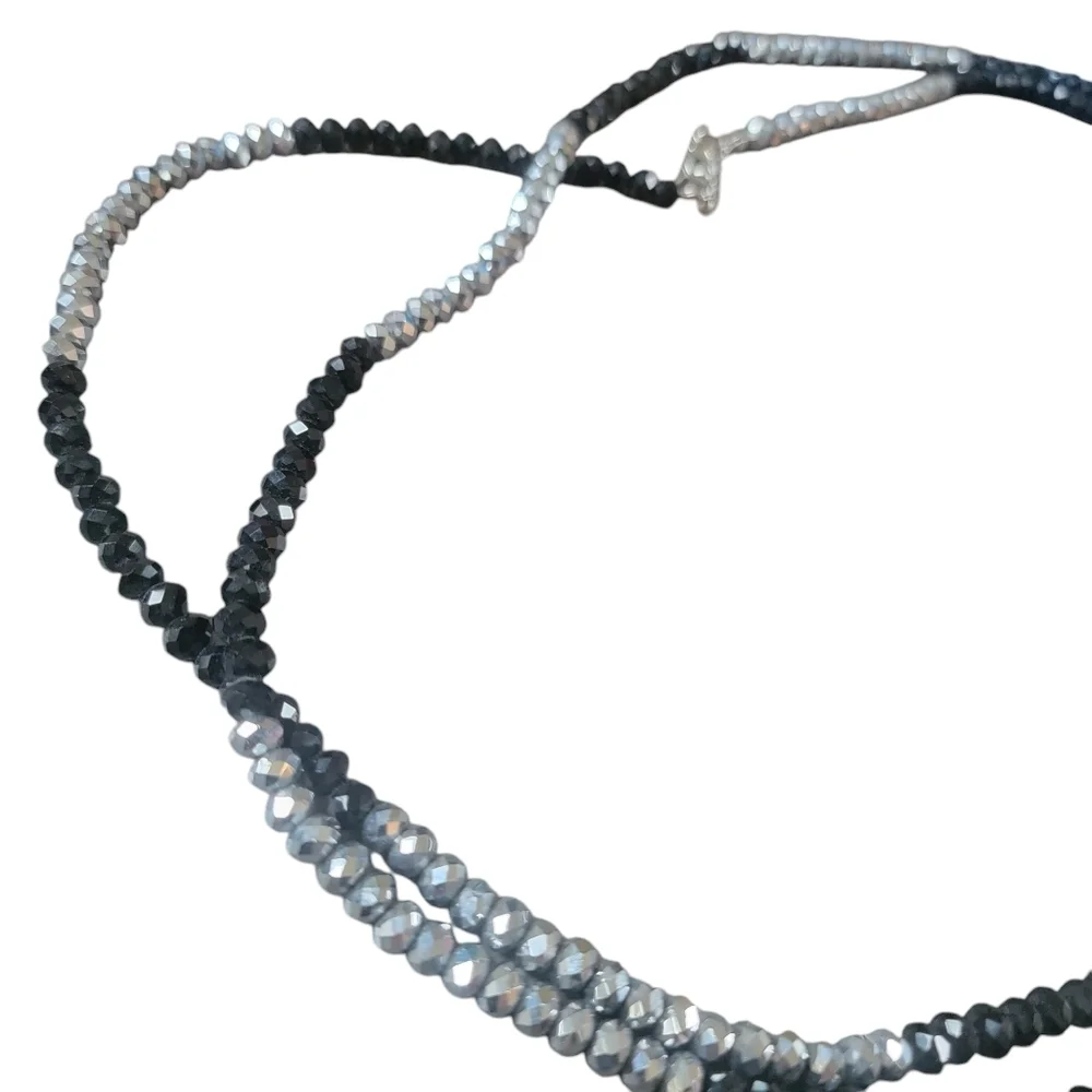 Very long sparkly Black and Silver double up necklace